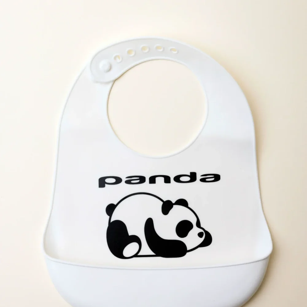 Waterproof Medium White Silicon Baby Bibs Without Ears