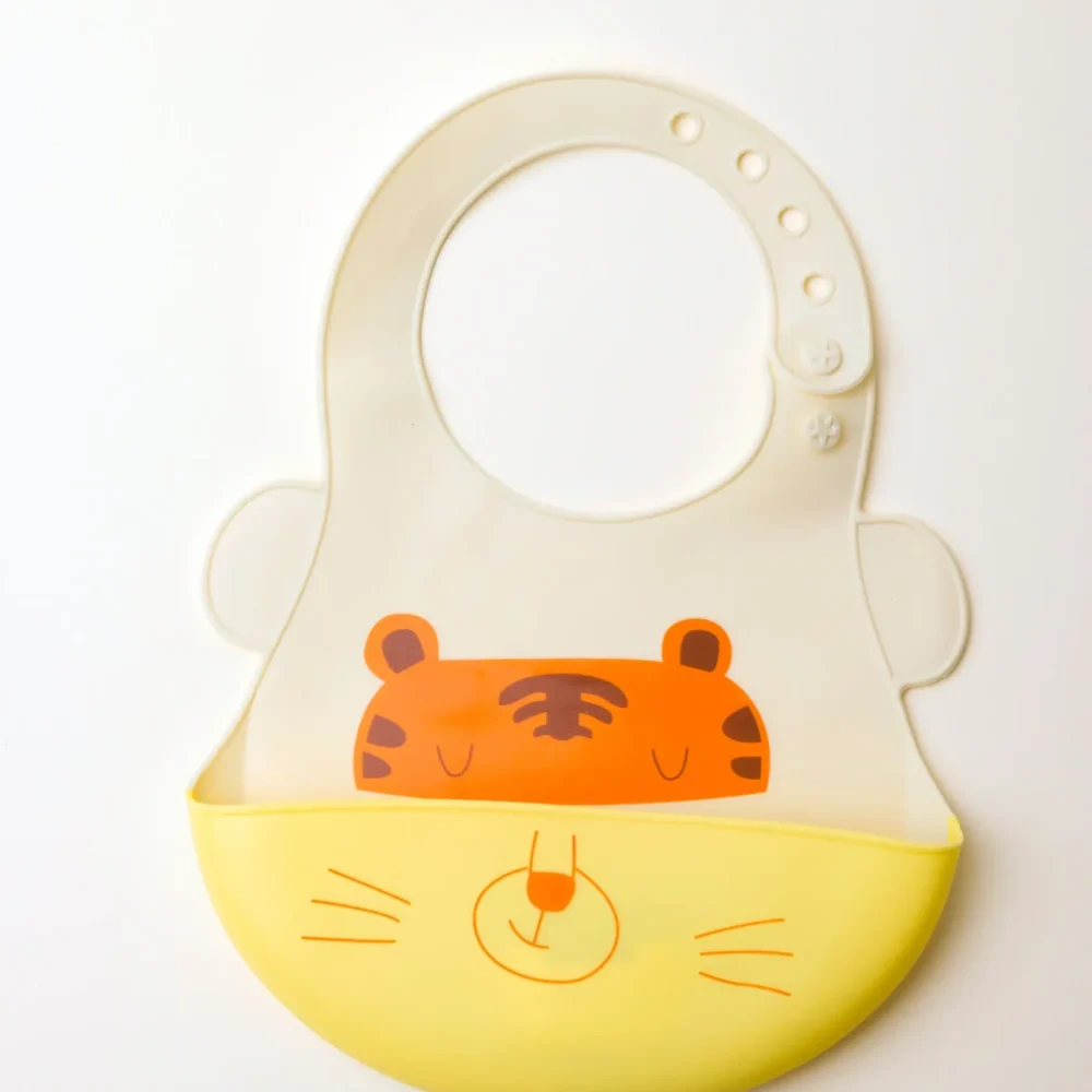 Waterproof Medium Yellow Silicon Baby Bibs With Ears