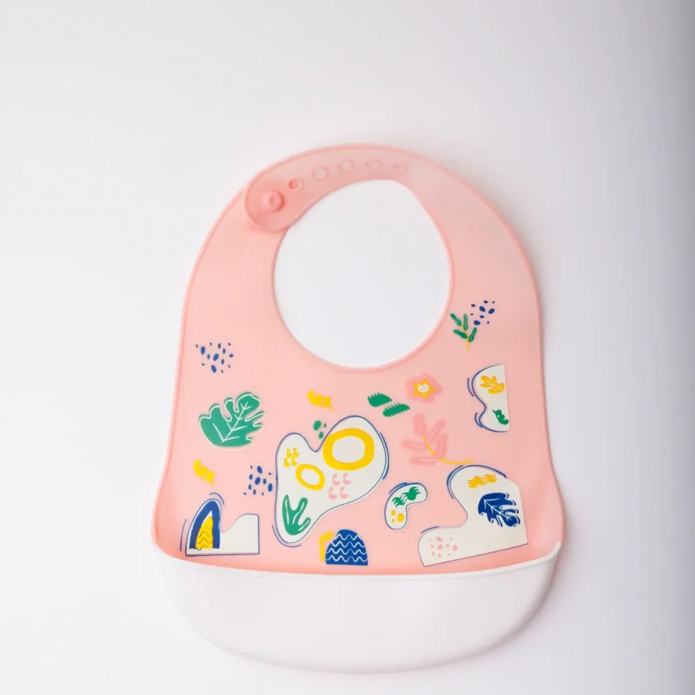 Waterproof Baby pink High Silicon Baby Bibs