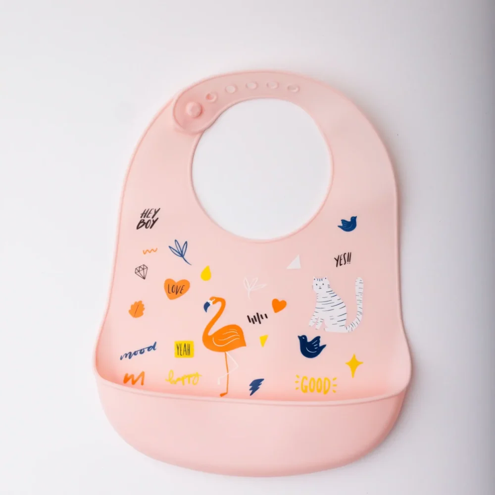 Waterproof Baby pink High Silicon Baby Bibs