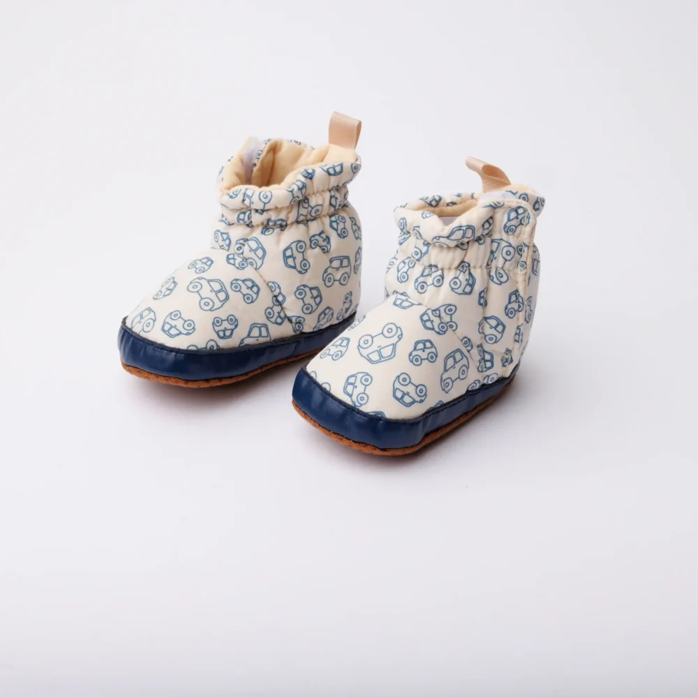 Baby Girls Boys Cotton Booties Soft Sole Vehicle Print Slippers