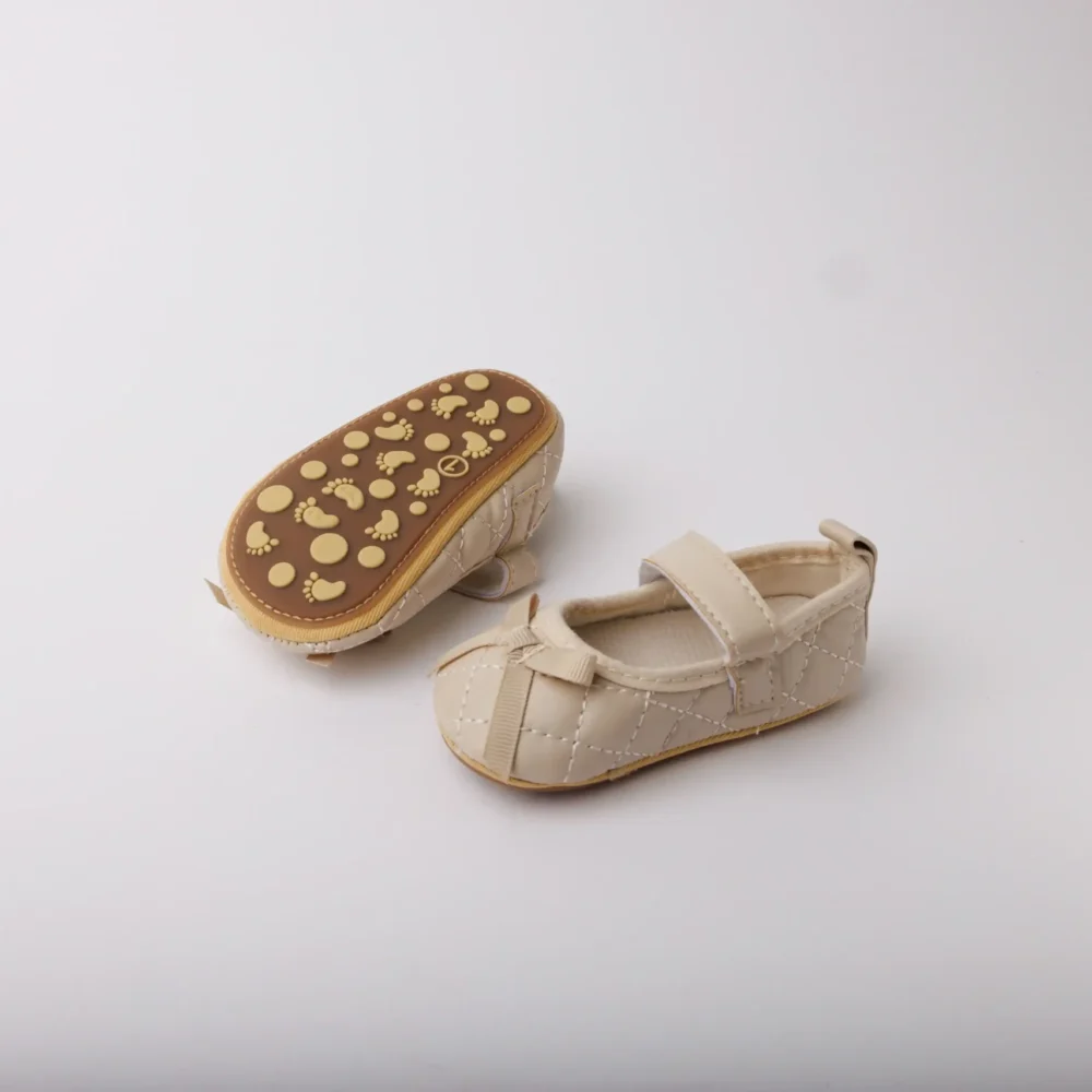 Leather Bow Non-Slip First Walker Shoes