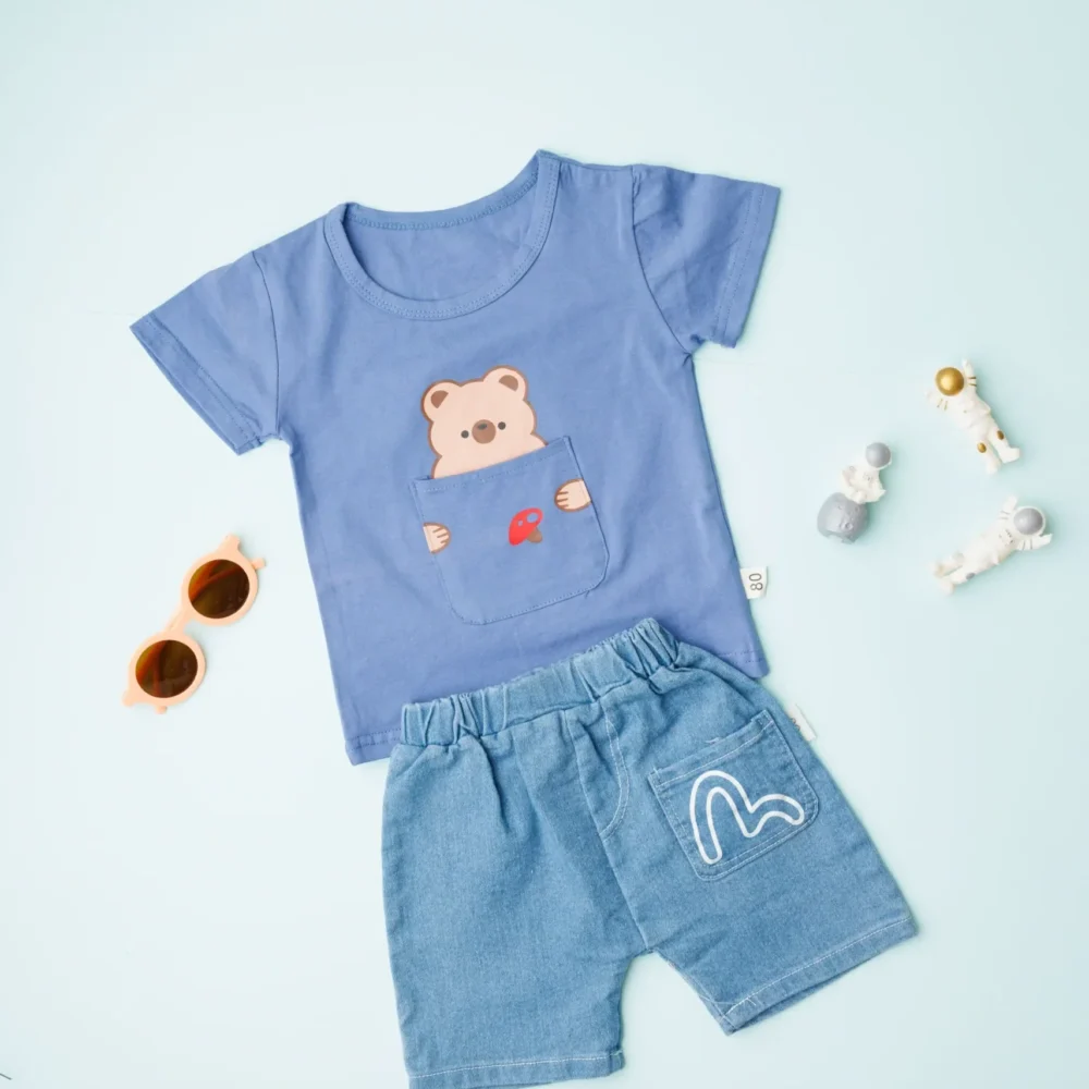 Printed T-shirt With Denim Shorts