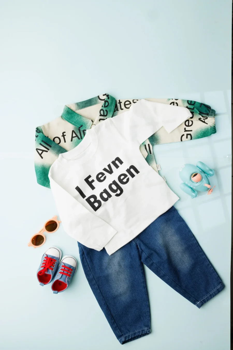 Text Print Jacket Inside T-Shirt And Denim Jeans - Image 9
