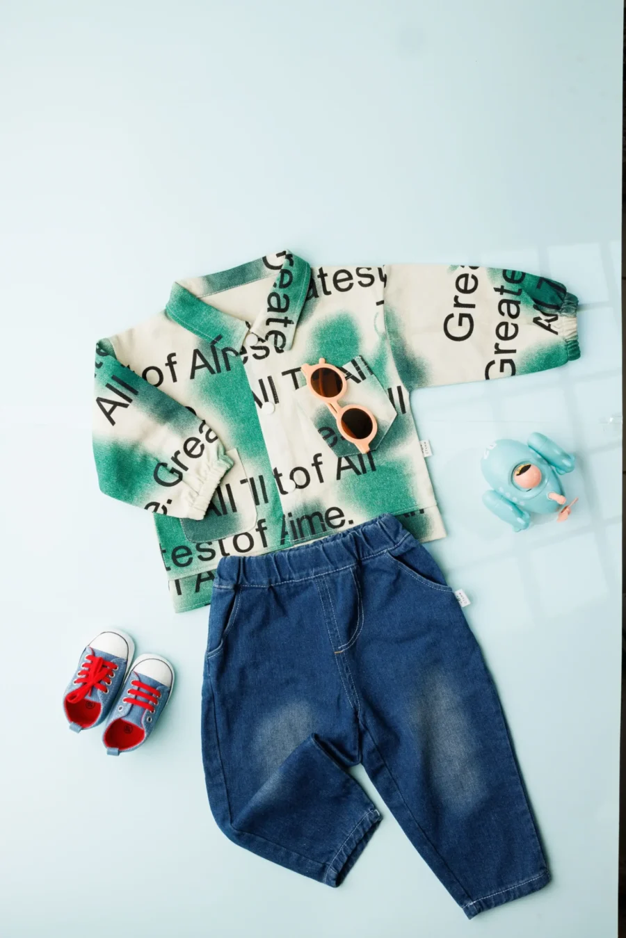 Text Print Jacket Inside T-Shirt And Denim Jeans - Image 7