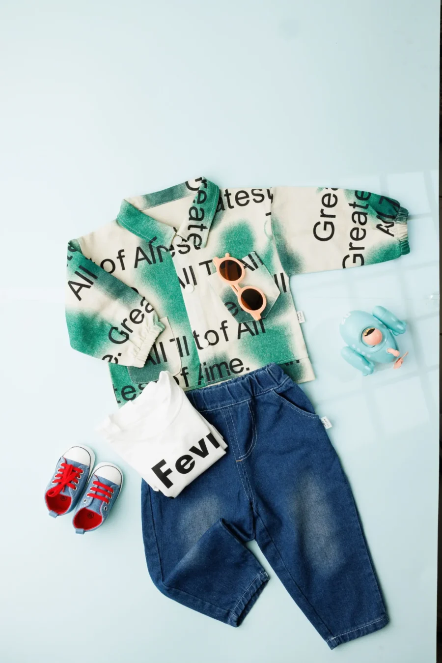 Text Print Jacket Inside T-Shirt And Denim Jeans - Image 10