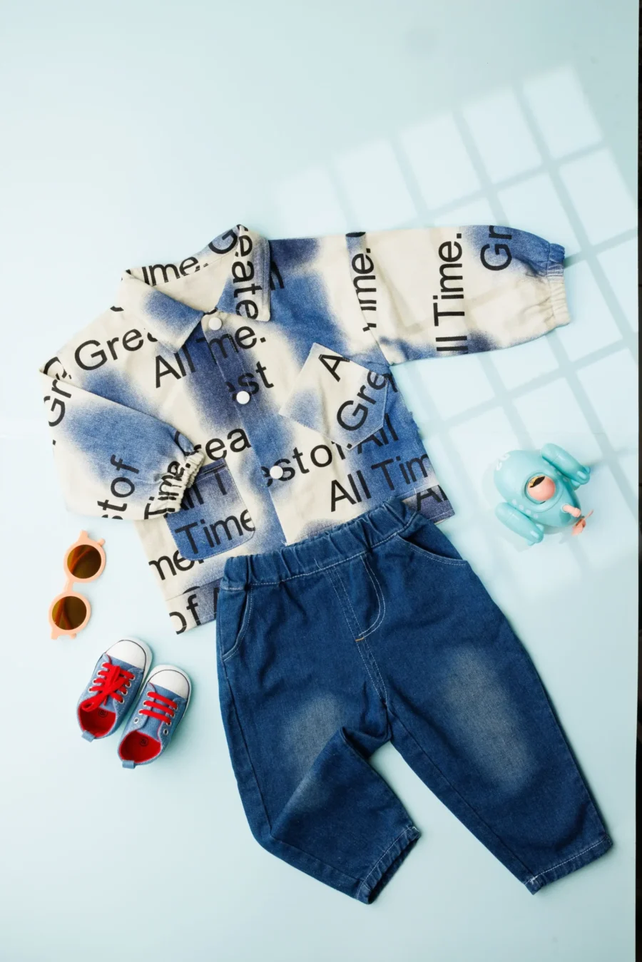Text Print Jacket Inside T-Shirt And Denim Jeans - Image 3
