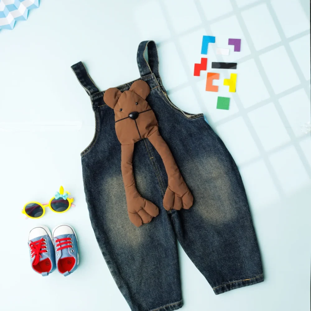 Dungaree For Boys & Girls Casual Printed Denim