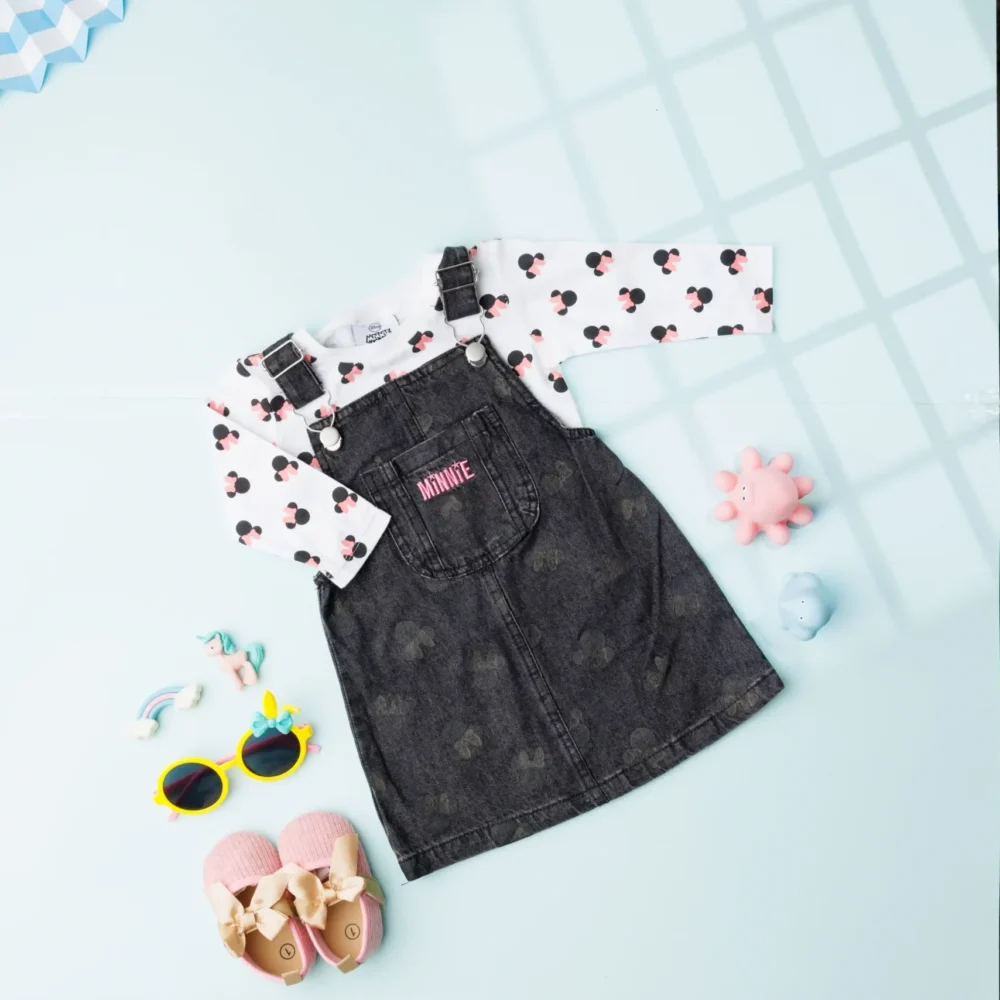 Girls Disney'S Minnie Mouse Overall Dress Set