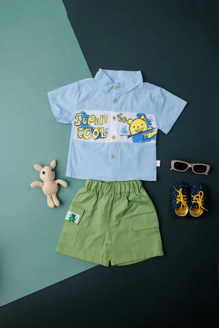 Boys Printed Cotton Shirt With Shorts - Image 4