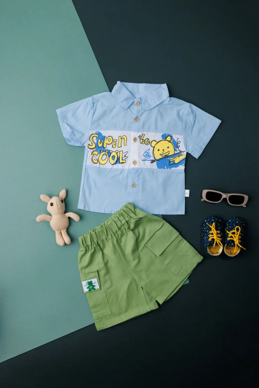 Boys Printed Cotton Shirt With Shorts - Image 5