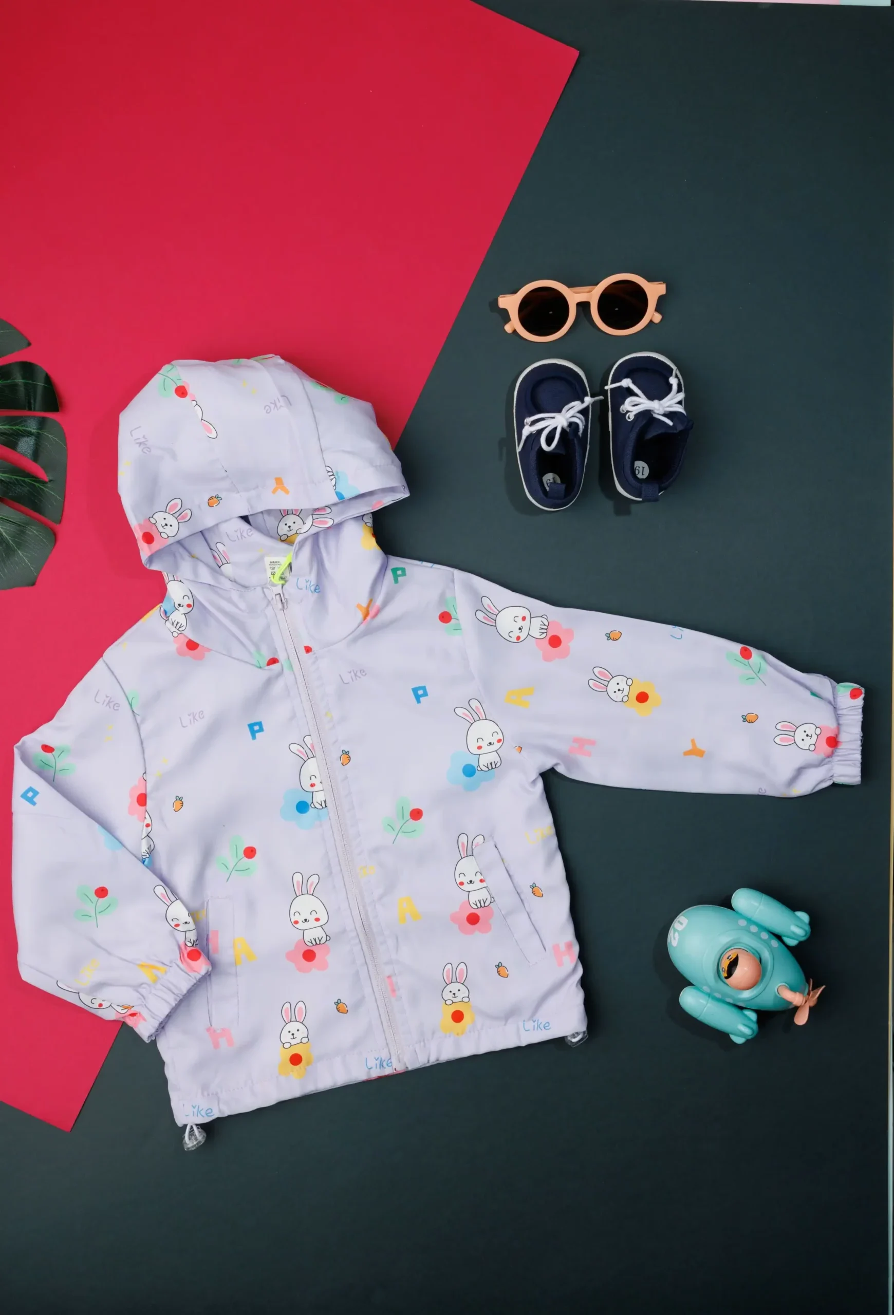 Full Sleeves Hooded Jacket Purple Rabite Print