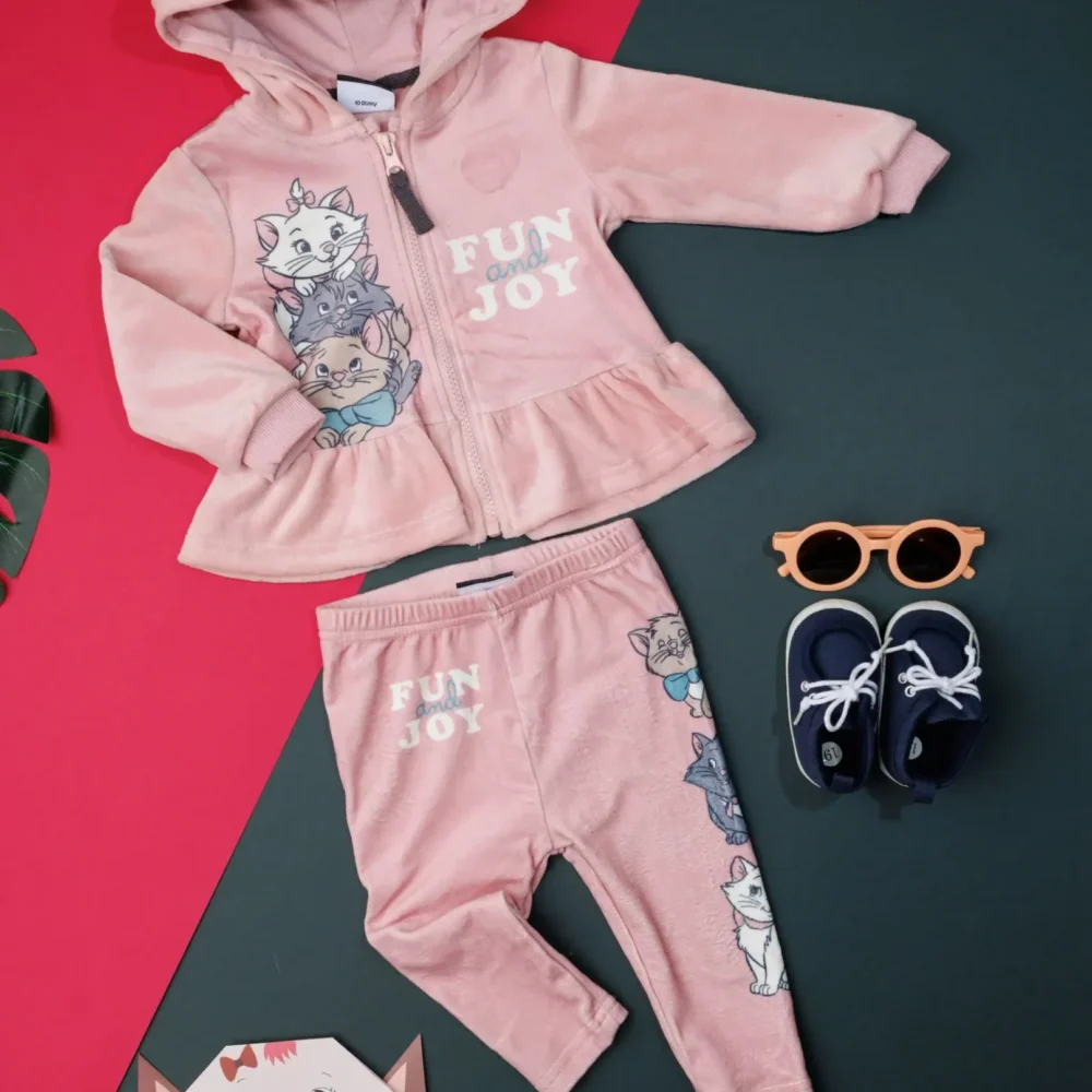 Pink Cat Fleece Sweatshirt And Pants