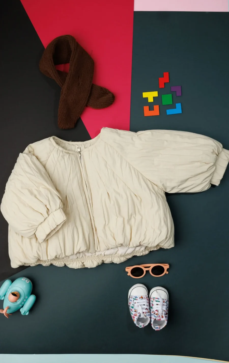 Winter Puffer Jacket With Muffler - Image 4