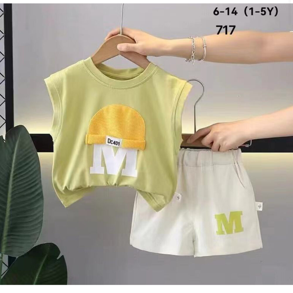 Printed Sleeveless T-Shirt With Shorts