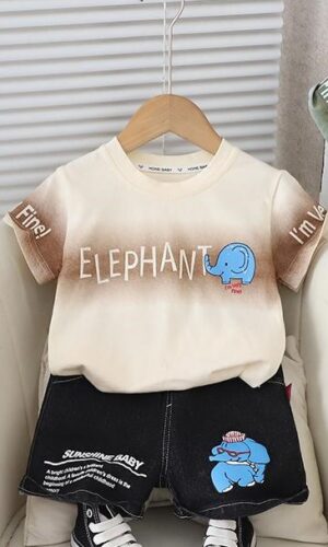 Printed Cotton T-Shirt With Shorts